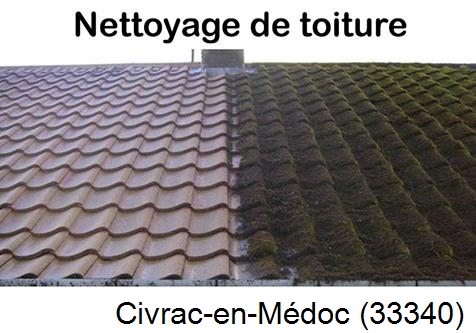 Travaux démoussage toiture Civrac-en-Médoc-33340