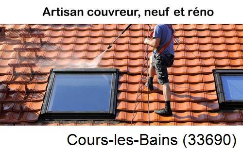 Anti-mousse sur toiture Cours-les-Bains-33690